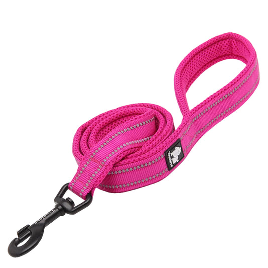 Rosa hundkoppel med bekvämt vadderat handtag och hållbar konstruktion