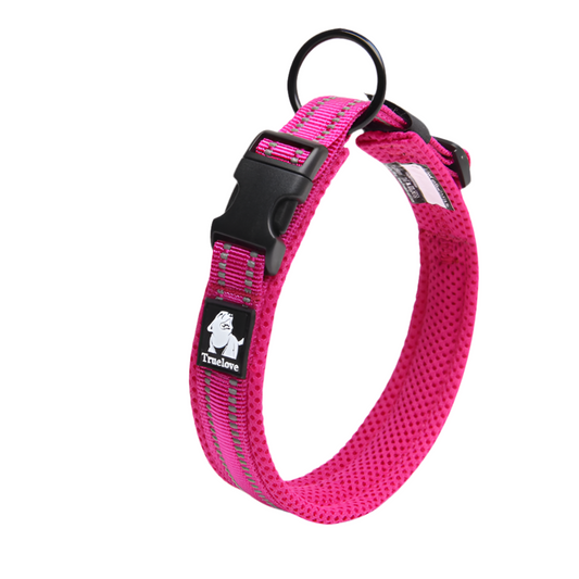 Promenadset Hund – Justerbart Halsband & Slitstarkt Koppel med Reflex - Rosa