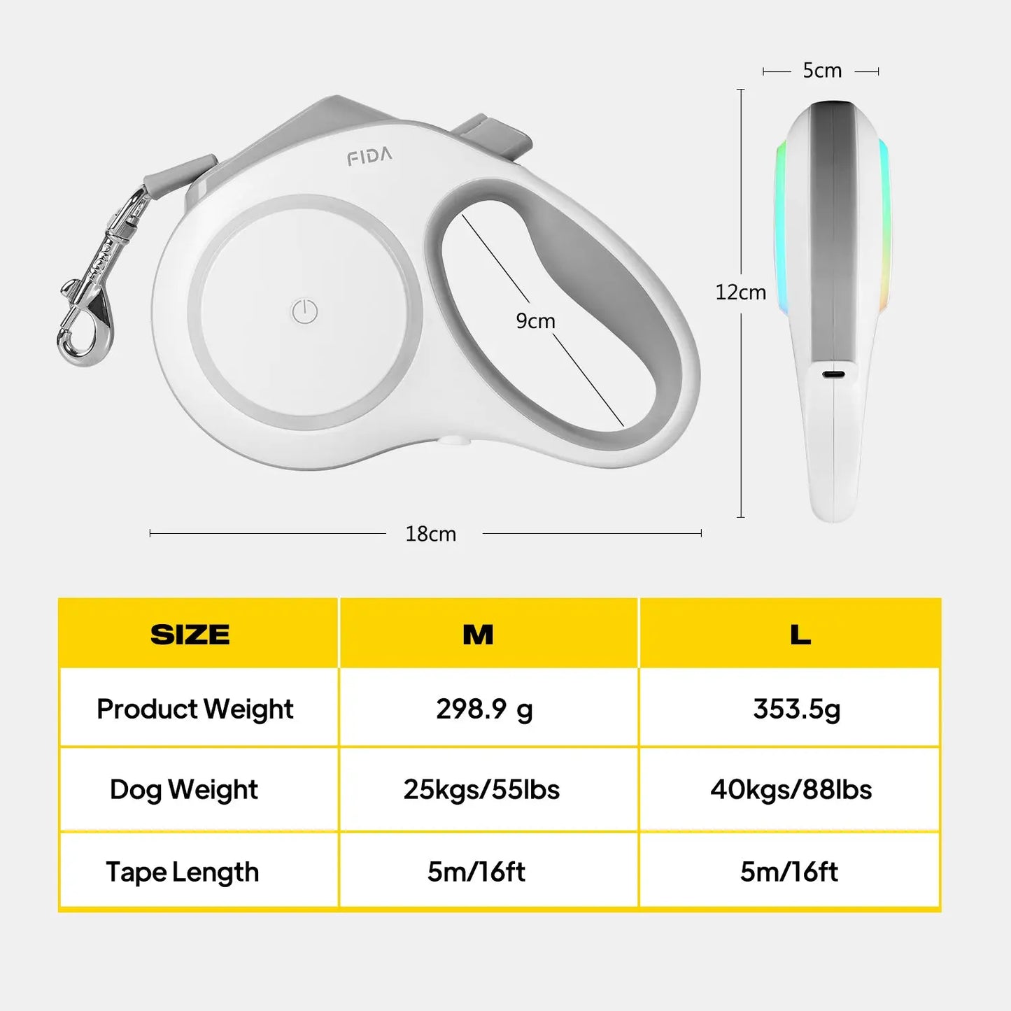 Flexibelt hundkoppel med LED