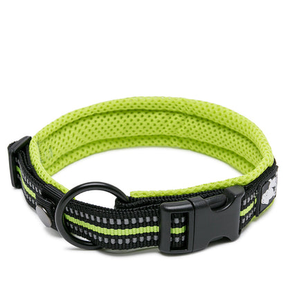 Promenadset Hund – Justerbart Halsband & Slitstarkt Koppel med Reflex - Gul