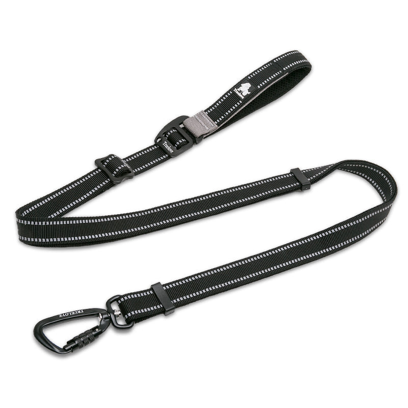 Robust Svart hundkoppel med reflexdetaljer för säkra promenader