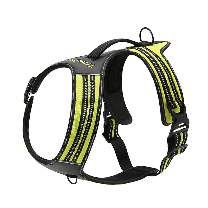 Ergonomisk hundsele i orange med mesh, komfortstoppning och reflexdetaljer