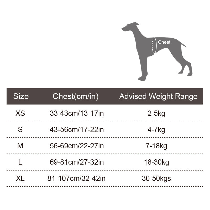 Storlekstabell hundsele